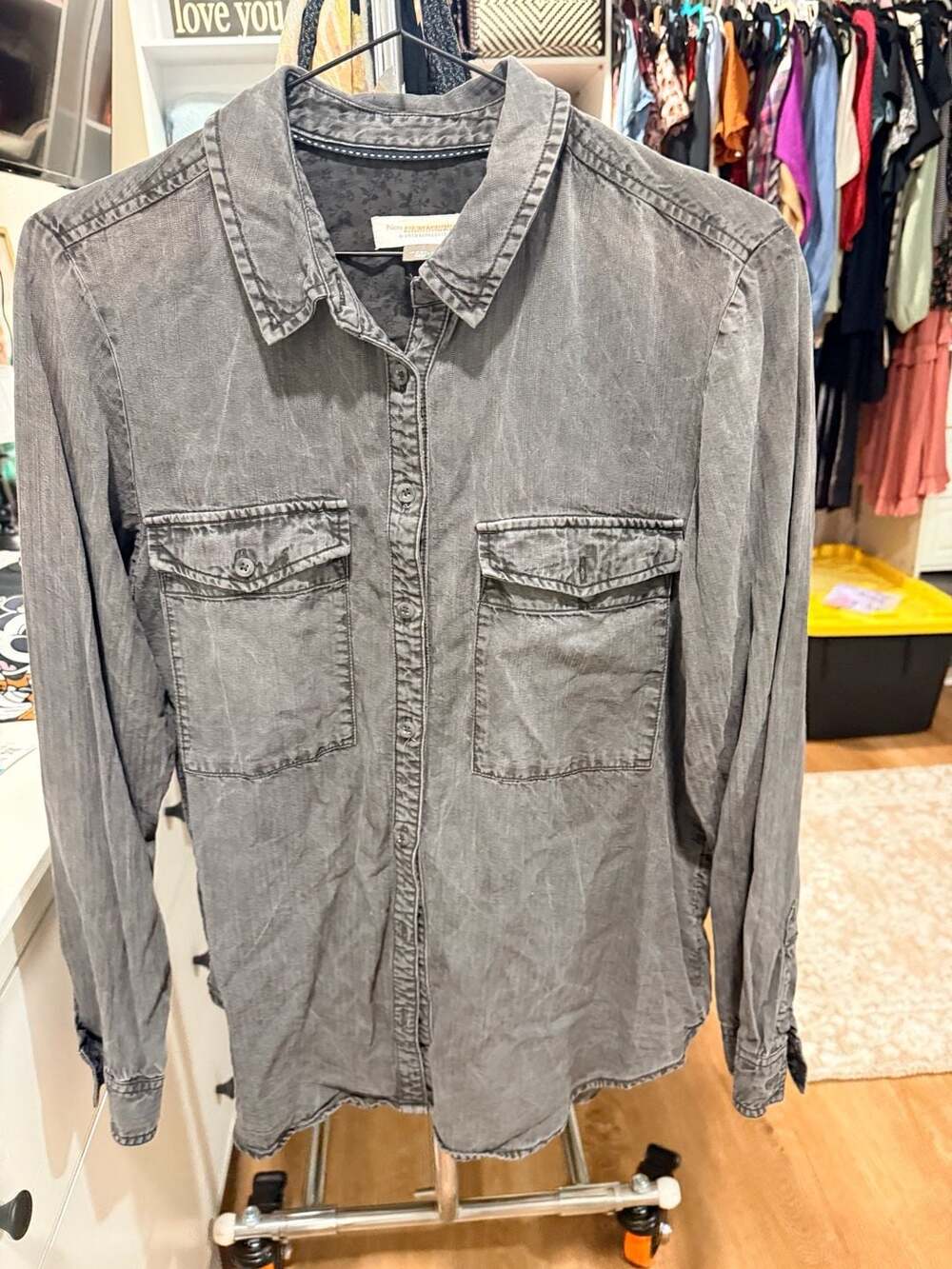 Pilcro by Anthropologie Gray Button Down Long Sleeve Shirt